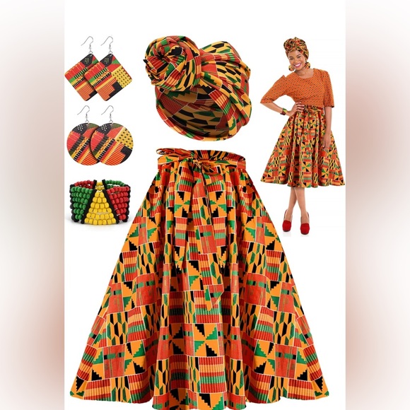 Dresses & Skirts - 5 Pcs Womens African Attire Set African Printed Skirt